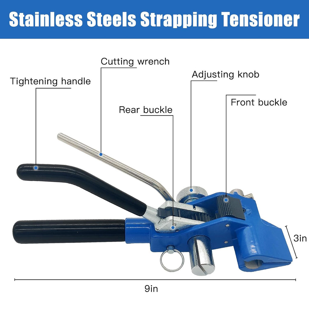 Banding Strapping kit, 200 ft Length 304 Stainless Steel Strapping 100 Metal Buckle with Cut Resistant Gloves, Metal Banding Tool for Pallets, Logistics, Warehouse