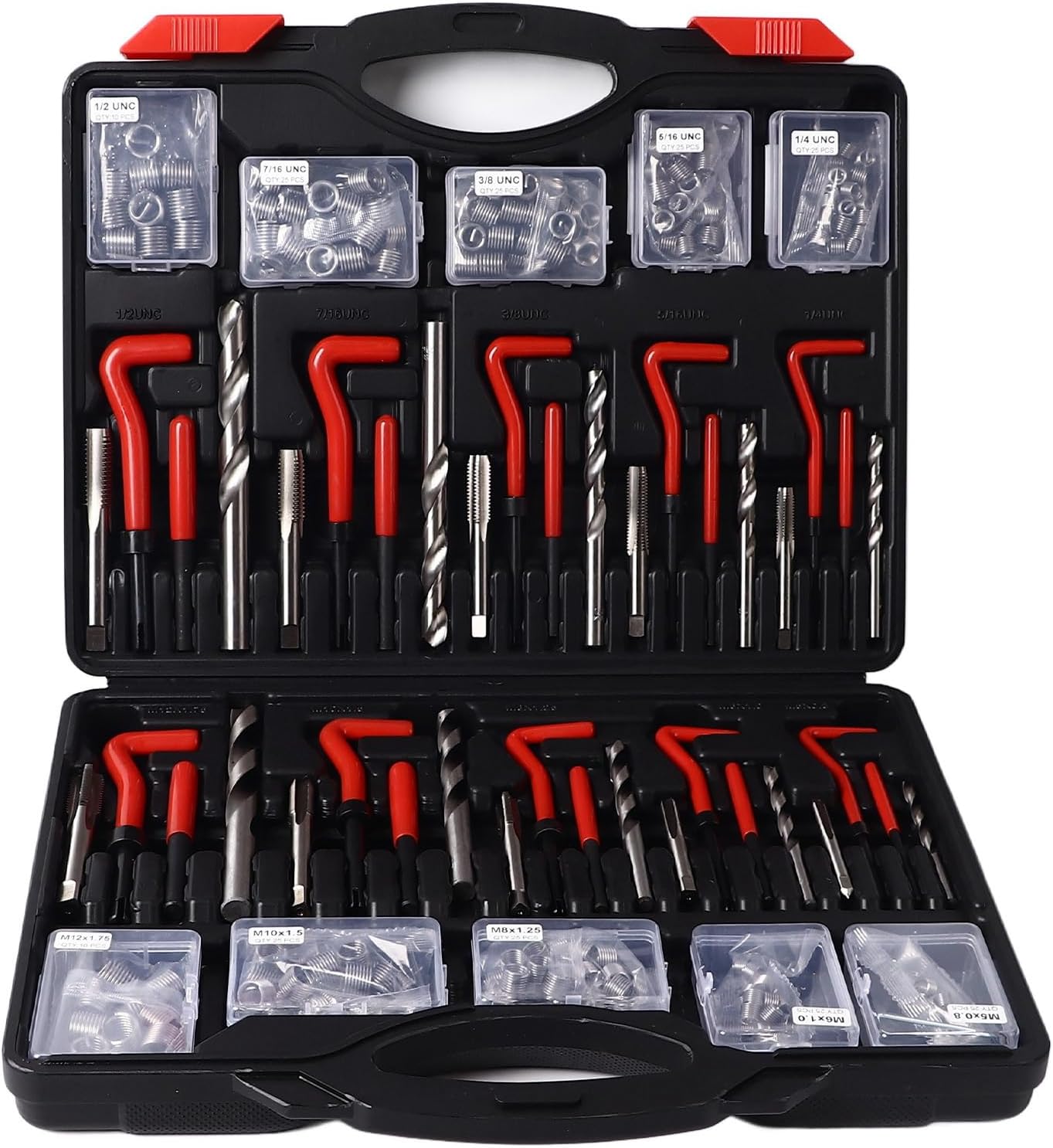 Thread Insert Tapping Tool, 261 Pcs Metal Frame Twist Drill Bit Screw Thread Repair Kit Labor Saving Uniform Force for Components
