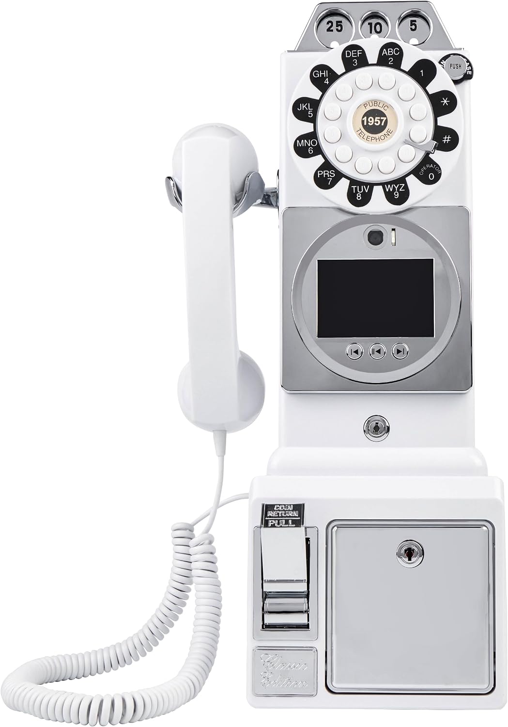 FiayaCom Video Audio Guest Book, Wedding Phone Customized Video Messages,Ideal for a Variety of Memorable Party Occasions (Wall Phone,White)