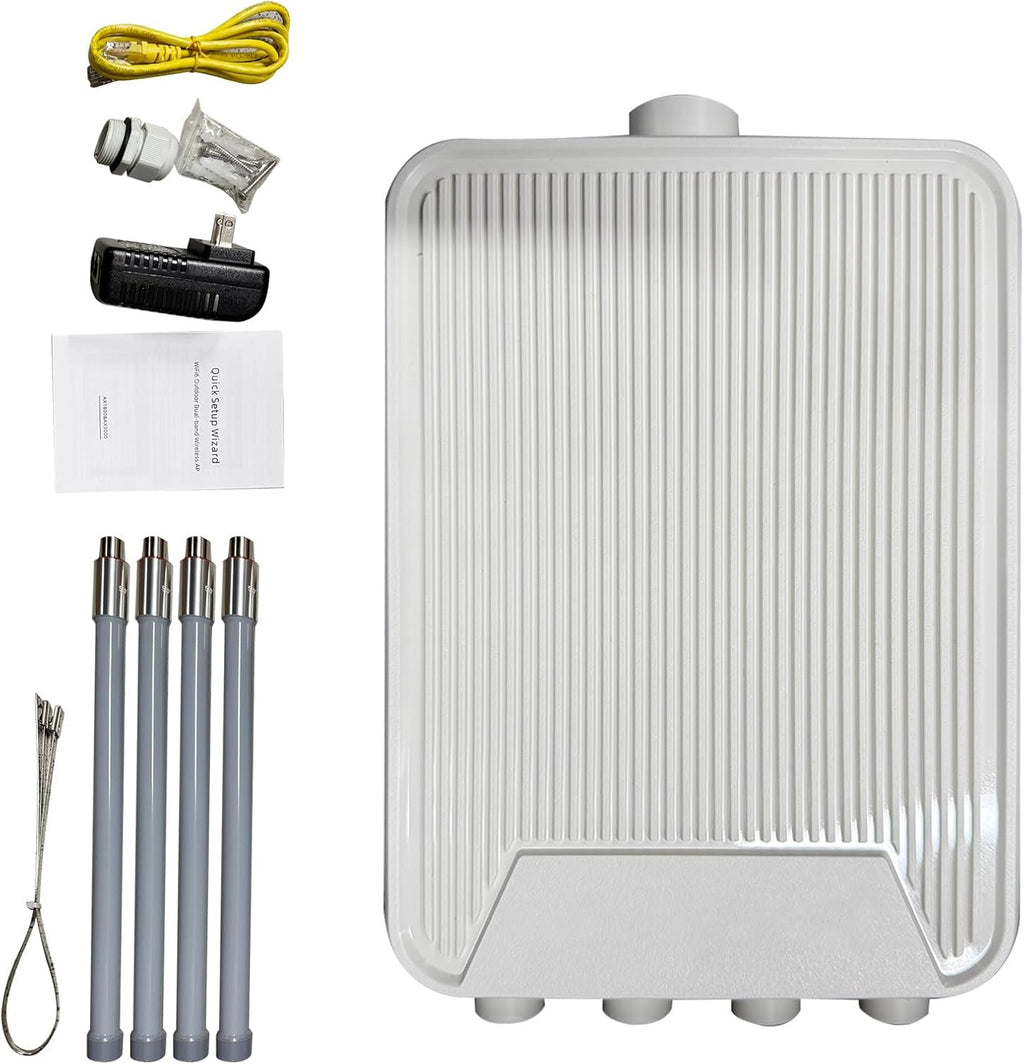 Tangxi Outdoor WiFi 6 Wireless Router 3000Mbps, High Power WiFi Extender Signal with 4 Antennas, 2.4G/5.8G Dual Band, Support AP Repeater WISP MESH, for Farm, Pool (6)