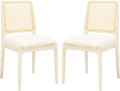 SAFAVIEH Home Collection Reinhardt White Rattan Cushion Dining Chair (Set of 2) -Fully Assembled DCH8800B-SET2