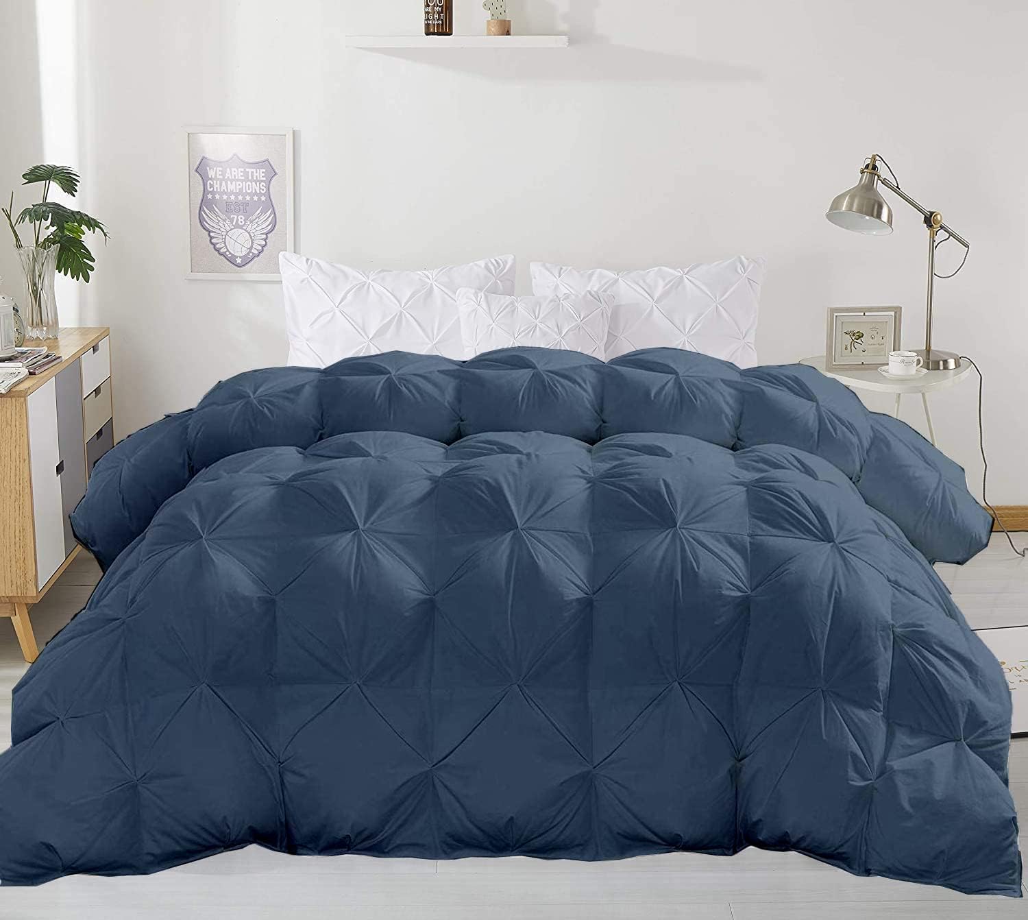 Super Soft 1000-TC All Season Down Alternative Comforter & 2pc Pillow Shams Super King (98' x 108') Inches Decorative Pintuck Comforter 100% Egyptian Cotton 600-GSM Fill & 8-Corner Tabs