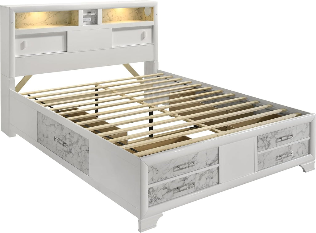 Soul Full 4PC Bedroom Set Made with Wood and Drawers in White KK806