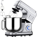 7.5 QT Stand Mixer, 10-Speed Tilt-Head Electric Dough Mixer with Stainless Steel Bowl, Includes Dough Hook, Wire Whisk, and Beater, with Splash Guard for Home Cooks, Silver