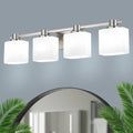 32 Inch Brushed Nickel Vanity Light for Bathroom 4 Light Bathroom Light Fixtures Over Mirror Milk Glass Makeup Shower Lamp Farmhouse Wall Sconce Modern Desk Vintage Rustic Bath Sink Lighting