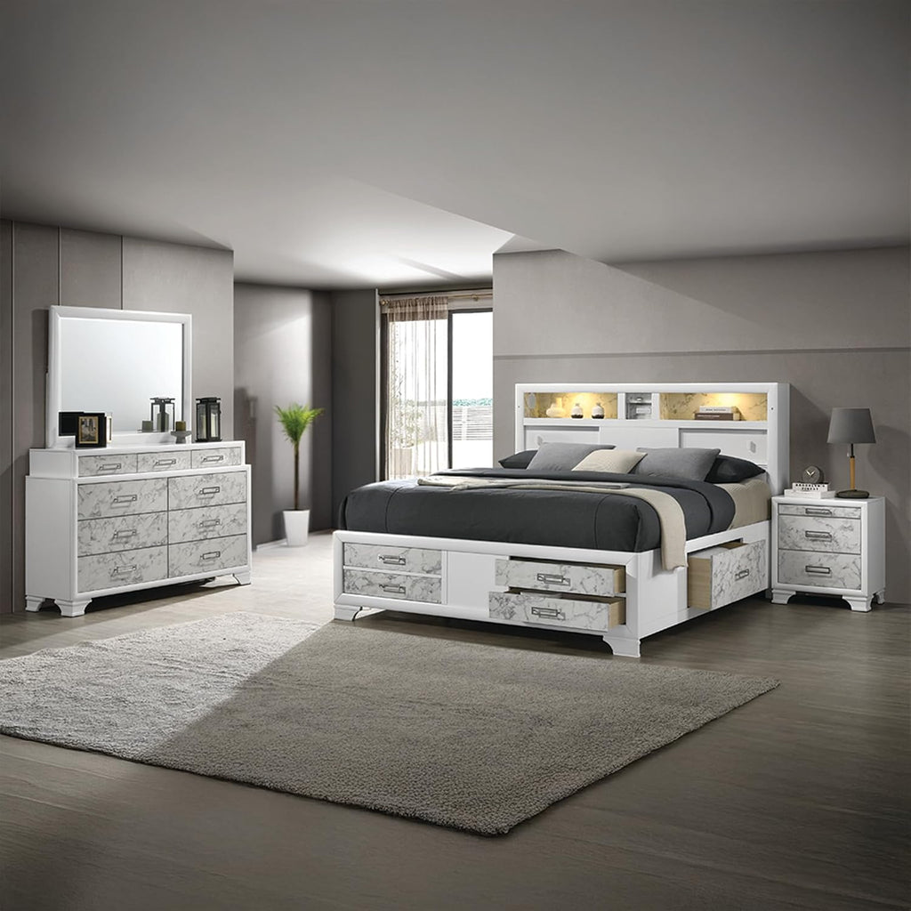 Soul Full 4PC Bedroom Set Made with Wood and Drawers in White BO16
