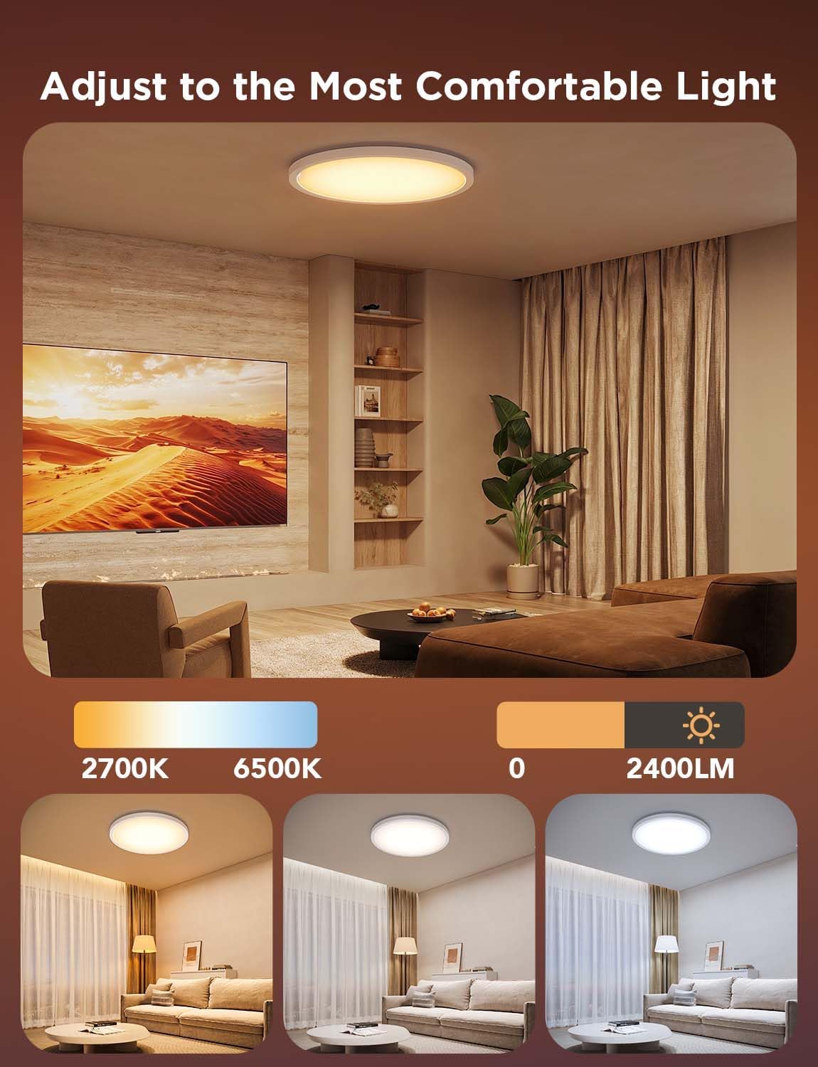 Govee Smart Ceiling Light, RGBIC LED Ceiling Light Fixture, 2400LM Flush Mount Light Fixture, DIY Colors, Works with Alexa, 2700K-6500K Lights for Bedroom, Living Room,12 Inch, (White 2 Packs)