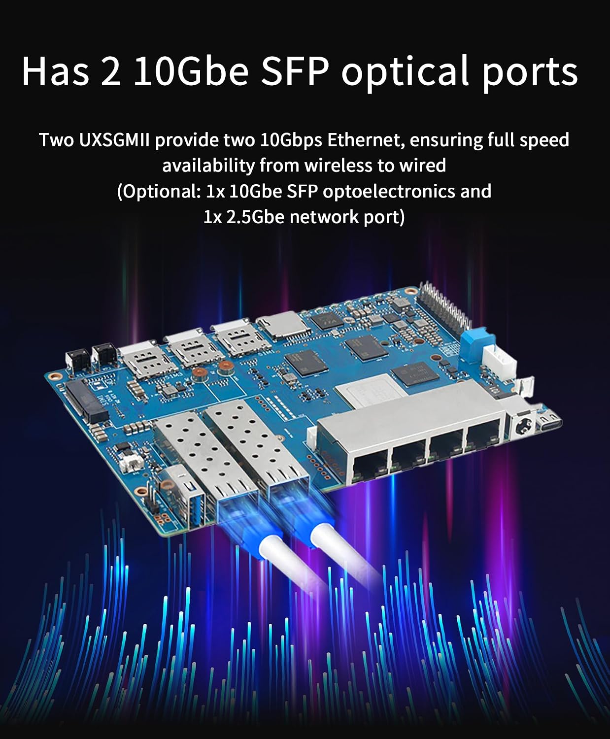 youyeetoo Banana Pi BPI-R4 WiFi 7 Router/Openwrt Router Development Board - Fully Assembled, Use Out of The Box, MediaTek MT7988A Chip, 4GB RAM, 8GB eMMC, 2X 10Gbe SFP Slots, 4X Gbe Ports, Metal Case