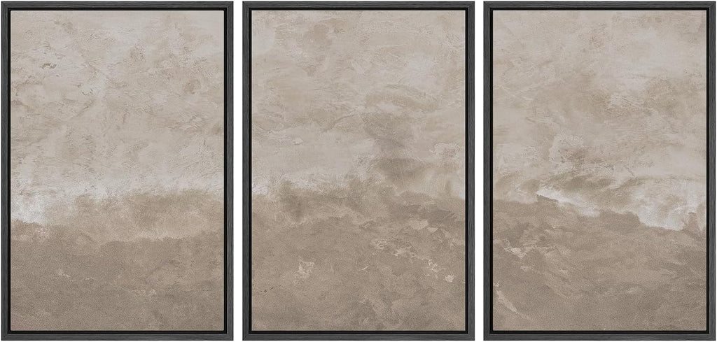 SIGNWIN Framed Canvas Print Wall Art Set Neutral Sand Minimalist Beige Abstract Illustrations Modern Scenic Colorful Ultra for Living Room, Bedroom, Office - 16'x24'x3 Black