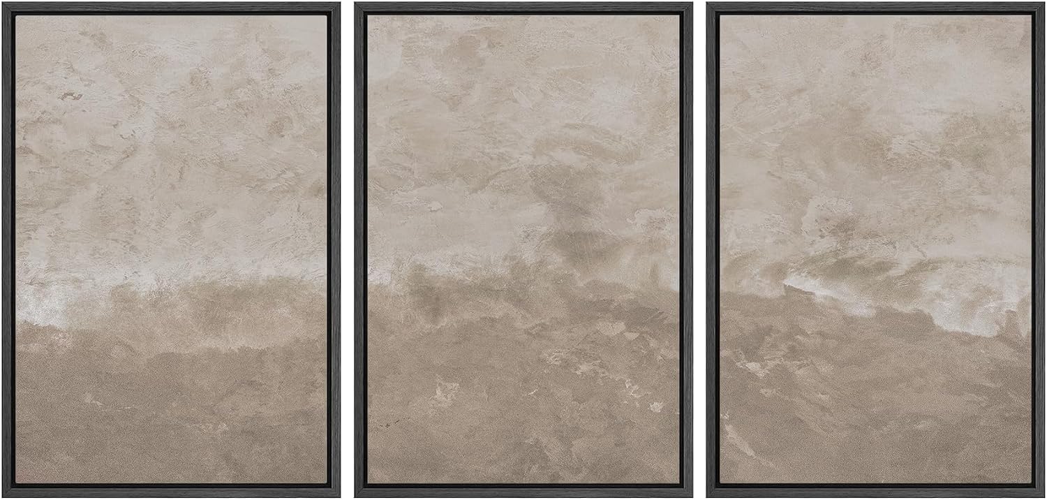 SIGNWIN Framed Canvas Print Wall Art Set Neutral Sand Minimalist Beige Abstract Illustrations Modern Scenic Colorful Ultra for Living Room, Bedroom, Office - 16'x24'x3 Black