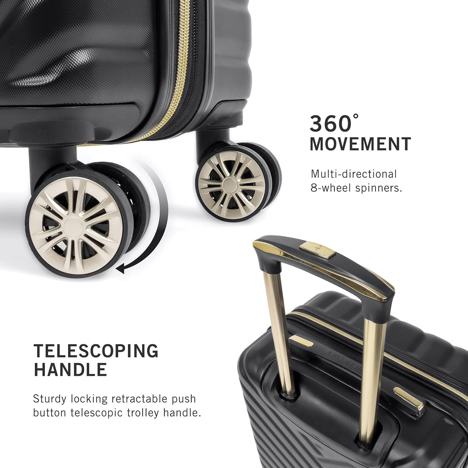 Kenneth Cole REACTION Madison Square Lightweight Hardside Chevron Expandable Spinner Luggage, Black, (28-Inch Checked)