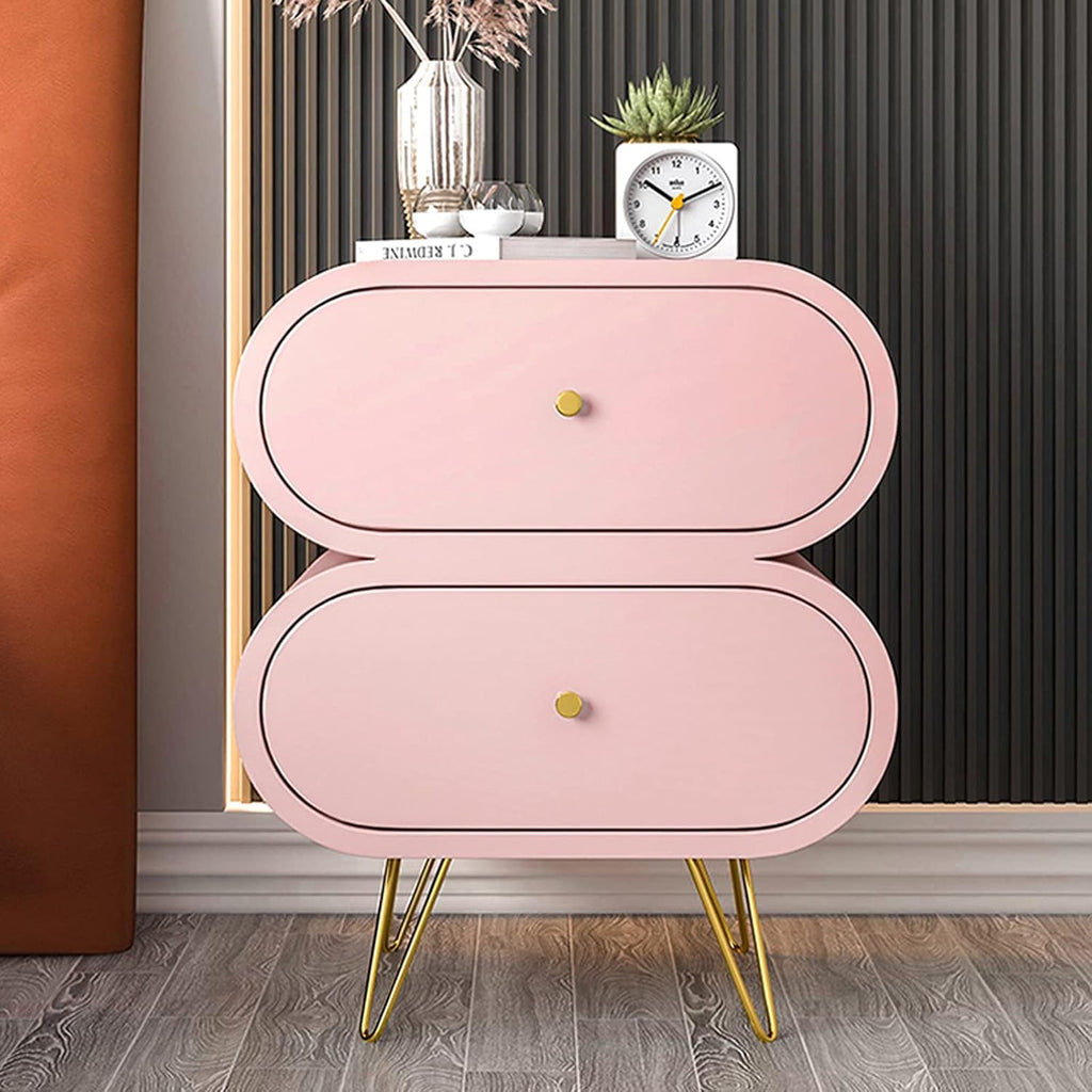Nightstand Bedside Table Unique Bedside Tables 2 Drawers Wood Nightstand End Table With Stainless Steel Legs Modern Style For Bedroom Storage Furniture 20.8' H Bedroom Furniture Present Full of stars
