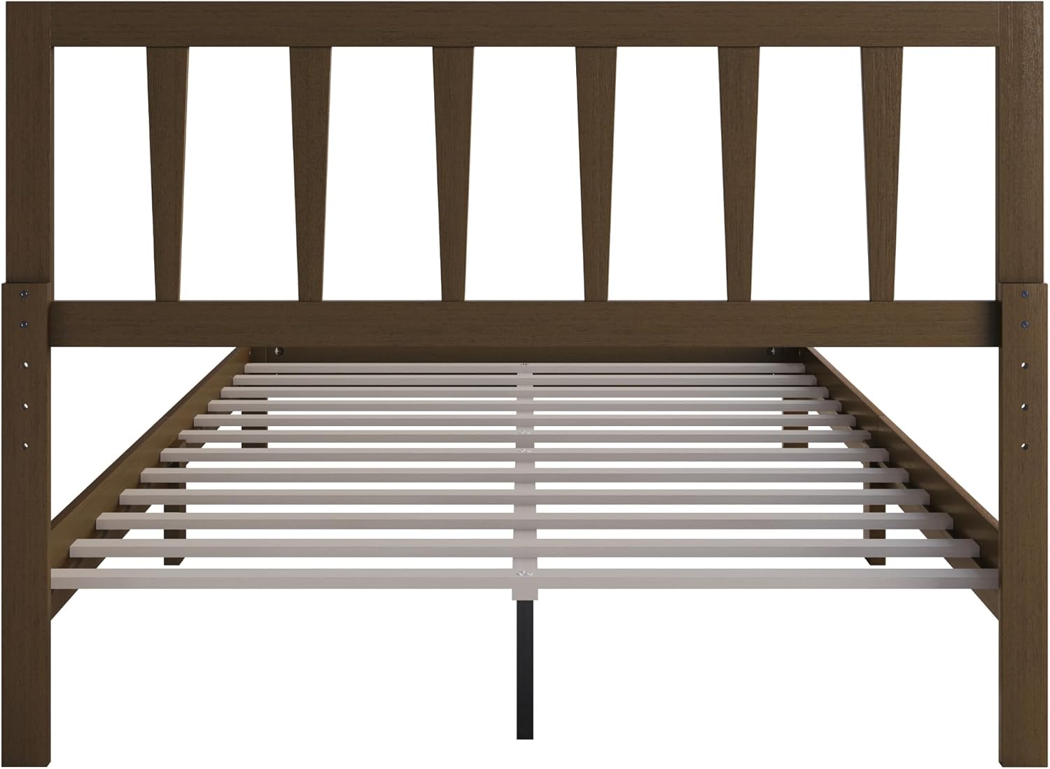 HOME DESIGN Elmira Twin Wood Platform Bed, Solid Wood Frame with Adjustable Height Headboard Leg, Easy Assembly, Brown Finish