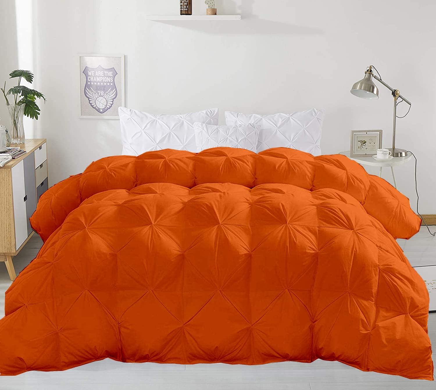 Super Soft 1000-TC All Season Down Alternative Comforter & 2pc Pillow Shams Super King (98' x 108') Inches Decorative Pintuck Comforter 100% Egyptian Cotton 600-GSM Fill & 8-Corner Tabs
