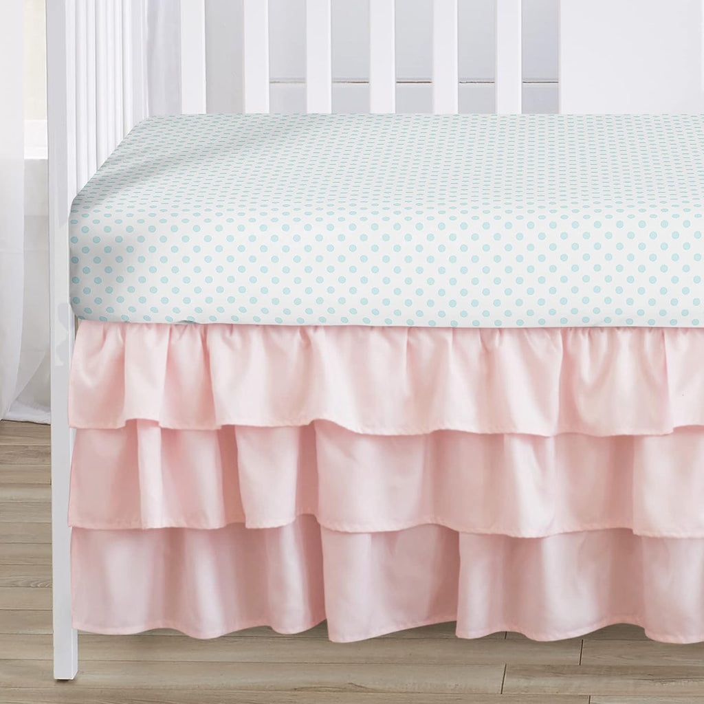 Sweet Jojo Designs 4-Piece Baby Crib Bedding Set (Pink/Blue Boho Floral) for Girls, Infants/Nursery incl. Blanket, Fitted Sheet, Skirt, Diaper Stacker (Watercolor, Rose, Polka Dot, Shabby Chic, Navy)