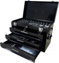 pouseayar Tool Set and Mechanic Tool Set Box with Handle and 3-Drawer Heavy Duty Metal Box - 339 Piece Tool Kits for Adults Mechanics Workshop Maintenance and Repair Projects - Black