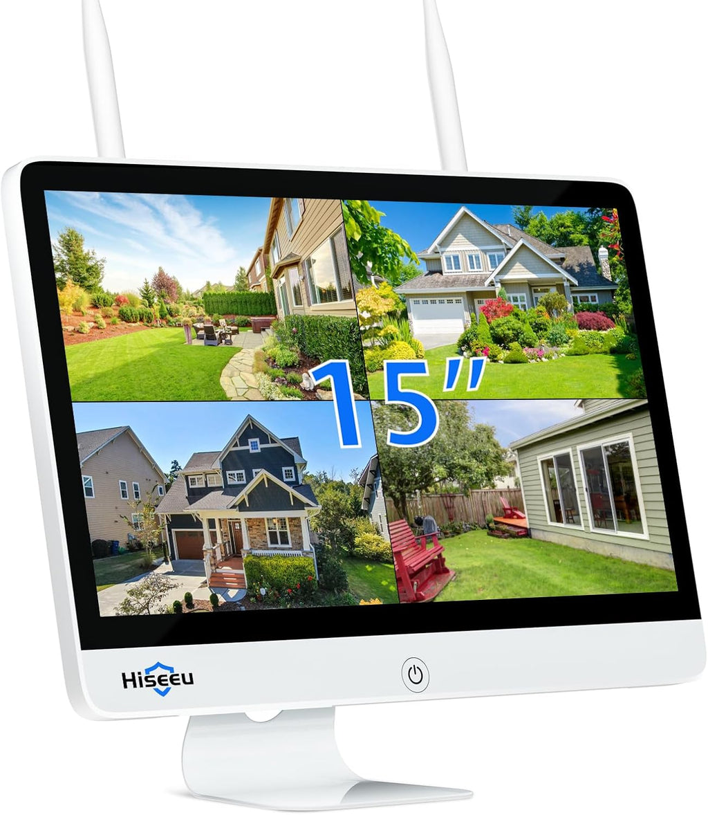 【No HDD】 15'' LCD Wireless WiFi NVR 16 Channels Network Video Recorder, Built-in WiFi Router and Speaker, Supports up to 6TB HDD, Work with Hiseeu Wireless Camera, 24/7 Record
