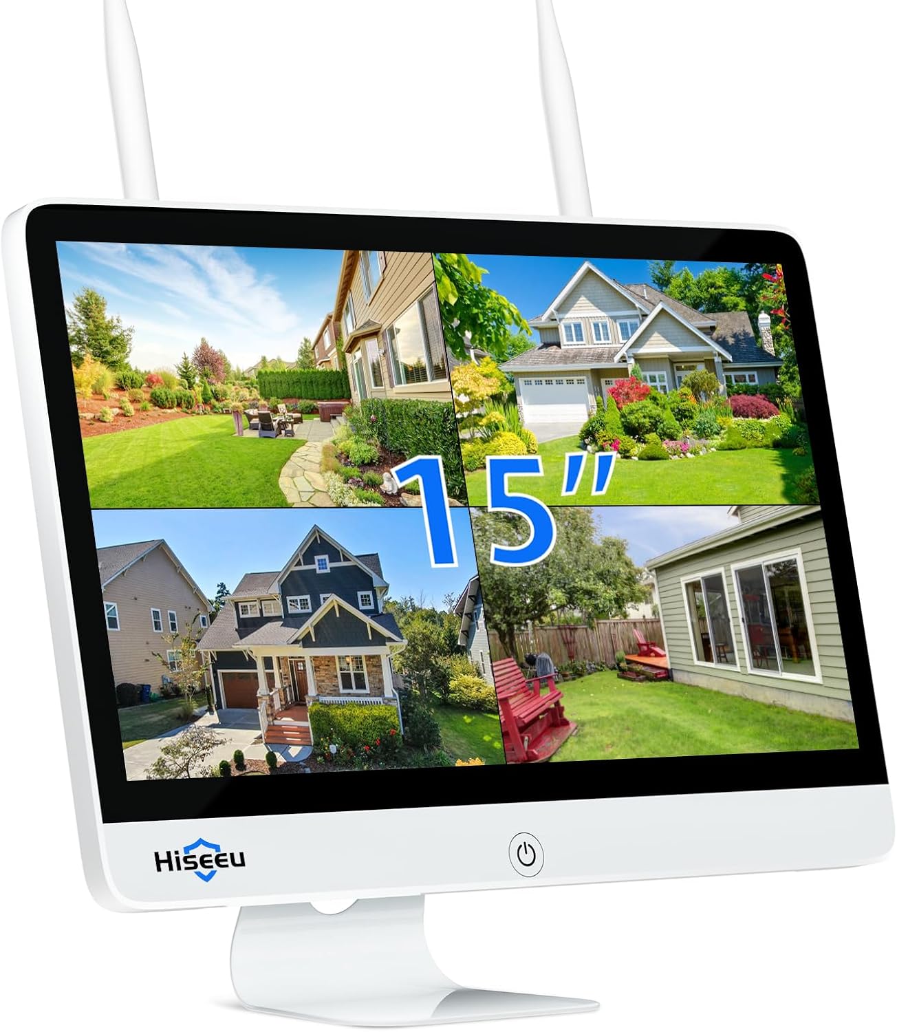 【No HDD】 15'' LCD Wireless WiFi NVR 16 Channels Network Video Recorder, Built-in WiFi Router and Speaker, Supports up to 6TB HDD, Work with Hiseeu Wireless Camera, 24/7 Record