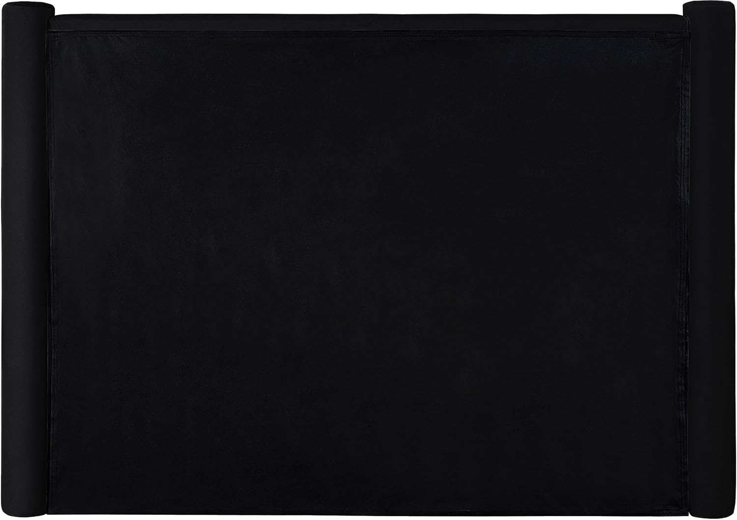 Meridian Furniture B1298Black-F Elias Collection Modern | Contemporary Full Bed with Soft Black Velvet, Solid Wood Inner Frame, 68' W x 83.5' D x 52' H, Black, Full