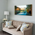 Piy Painting Natural Extra Framed Canvas Wall Art Autumn Lake for Living Room Home Decoration,Large Mordern Morning Sunrise View Print Picture Painting Decor Giclee Artwork,Gallery Wrapped Gift,30x60