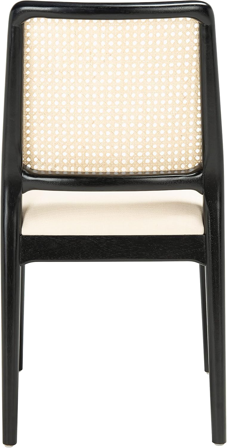 SAFAVIEH Home Collection Reinhardt Black Rattan/White Cushion Dining Chair (Set of 2) - Fully Assembled