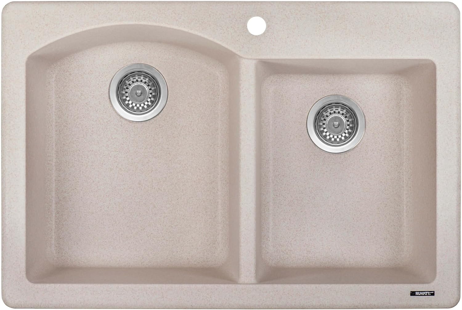 Ruvati 33 x 22 inch epiGranite Drop-in Topmount Granite Composite Quartz Double Bowl Kitchen Sink - Caribbean Sand - RVG1344CS