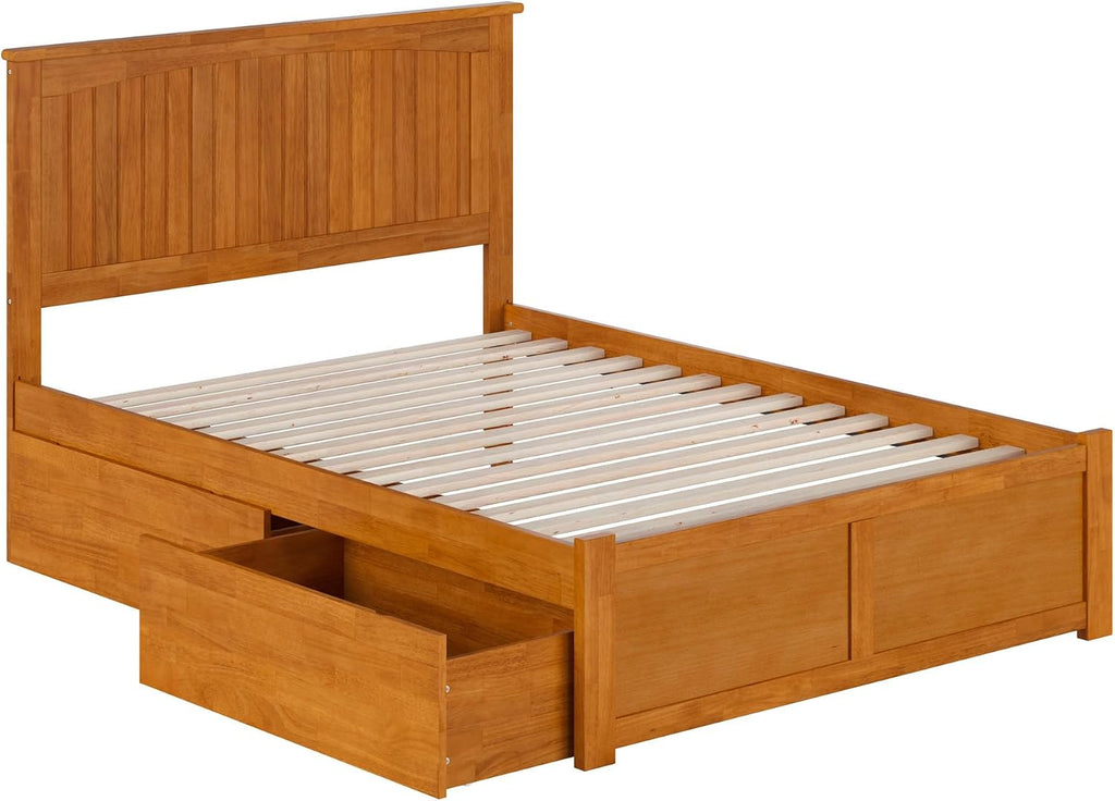AFI, Nantucket Full Platform Bed with Footboard & Storage Drawers, Light Toffee