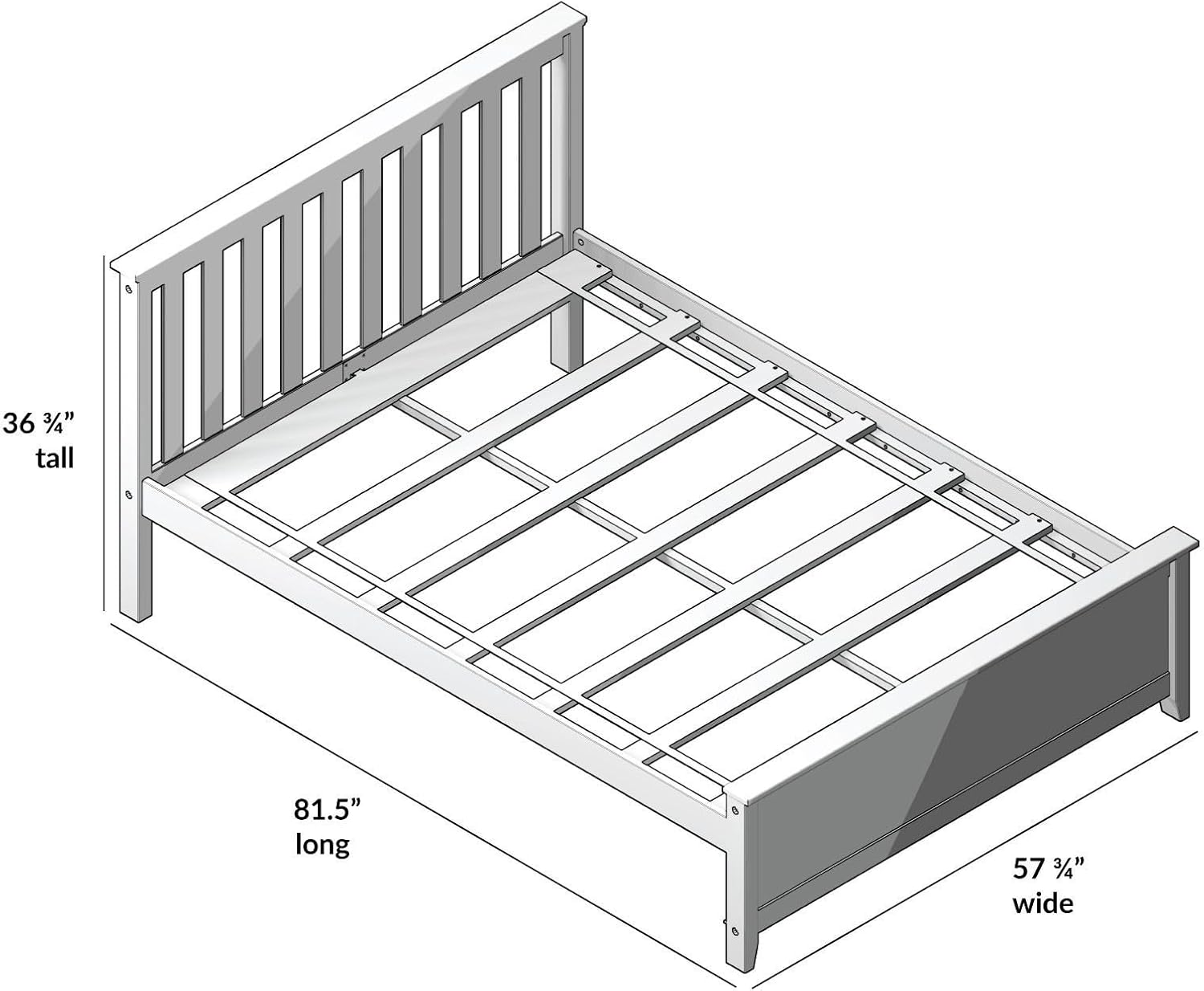 Plank+Beam Solid Wood Full Bed Frame, Platform Bed with Headboard, Clay