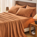 Bedlifes 100% French Flax Linen Sheets Set King Size - 6 Piece Extra Deep Pocket 18-24',Soft Breathable King Bed Sheets with Temperature Regulating & Moisture-Wicking(Brown