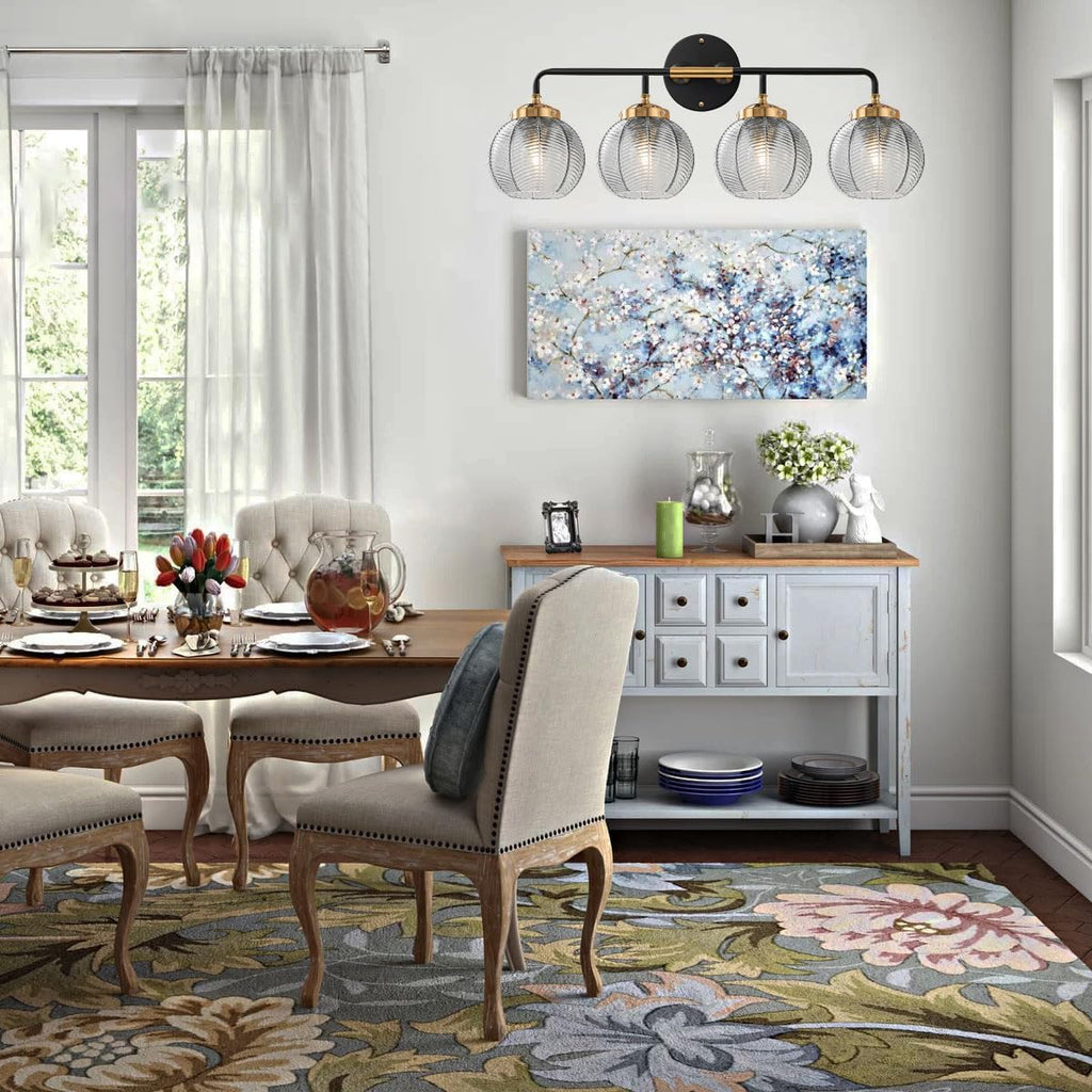 4-Light Bathroom Vanity Light Black Wall Light Sconces with Smoky Gray Glass Shade Mid Century Bathroom Wall Lights Fixtures Modern Vanity Lamp for Over Mirror Living Room Cabinet