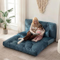Folding Sofa Bed, Convertible Sleeper Chair with Pillow Foldable Mattress with Back Support, Portable Fold Out Chair Bed Comfy Floor Sofa Lounge for Living Room Bedroom, Blue Twin 80x39 Inch