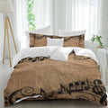 Musical Symbols Duvet Cover Set Queen Size 4 Pieces Musical Staff Retro Brown Background Modern Bedding Set with Zipper Closure, 1 Comforter Cover 90x92 Inches 1 Flat Sheet & 2 Pillow Cases