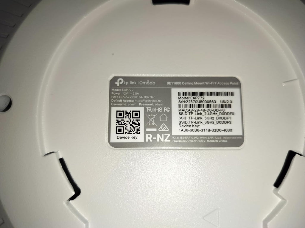TP-Link Omada WiFi 7 Wireless Access Point - BE11000 Tri-Band, 2.5G Port, PoE+ or DC Powered, Adapter NOT Included, 5yr Warranty, Captive Portal, Mesh, WPA3, Roaming, Business WiFi Experience(EAP772)