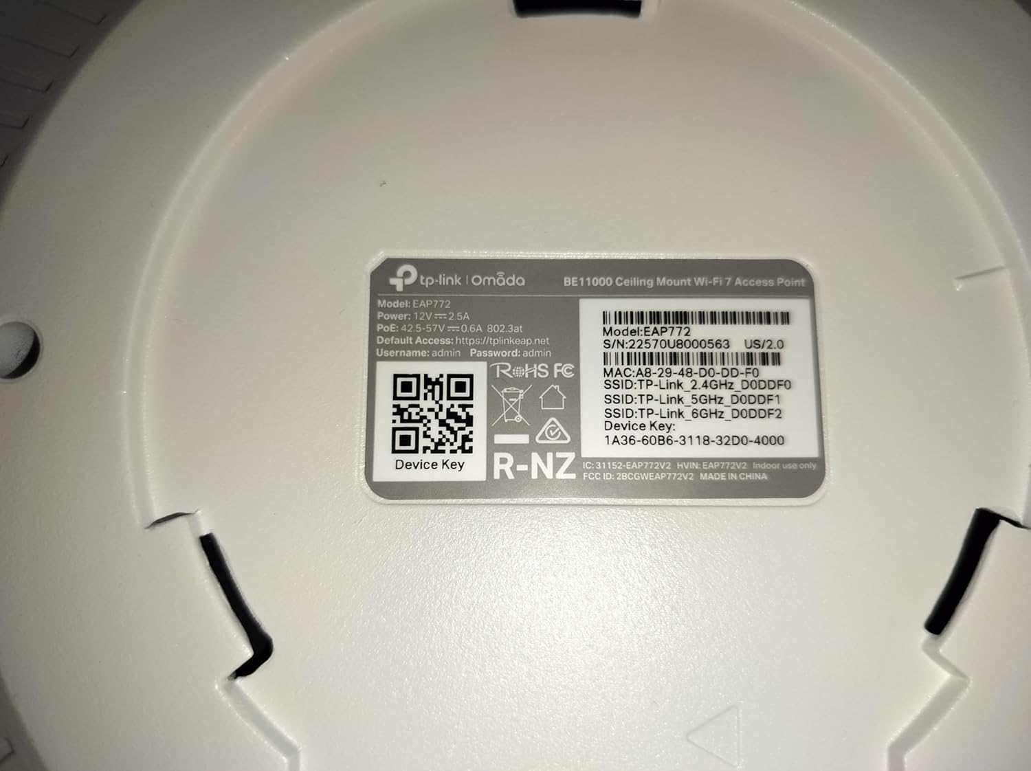 TP-Link Omada WiFi 7 Wireless Access Point - BE11000 Tri-Band, 2.5G Port, PoE+ or DC Powered, Adapter NOT Included, 5yr Warranty, Captive Portal, Mesh, WPA3, Roaming, Business WiFi Experience(EAP772)
