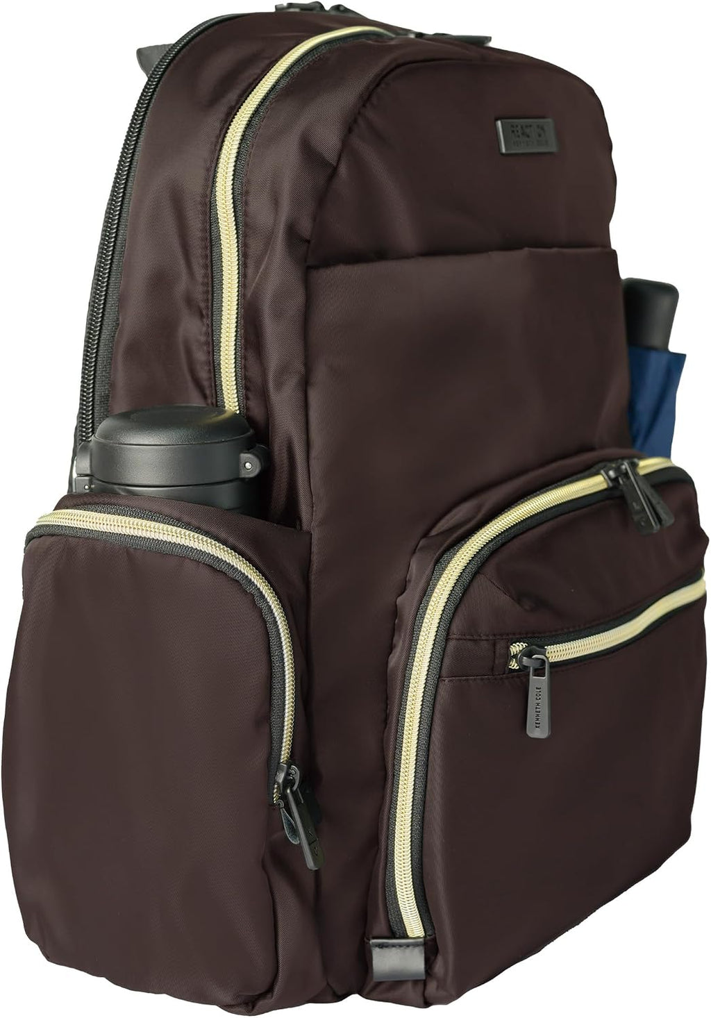 Kenneth Cole REACTION Madison Square Lightweight Hardside Chevron Expandable Spinner Luggage, Chocolate Brown, 2-Piece (20' Carry On + Sophie Backpack)