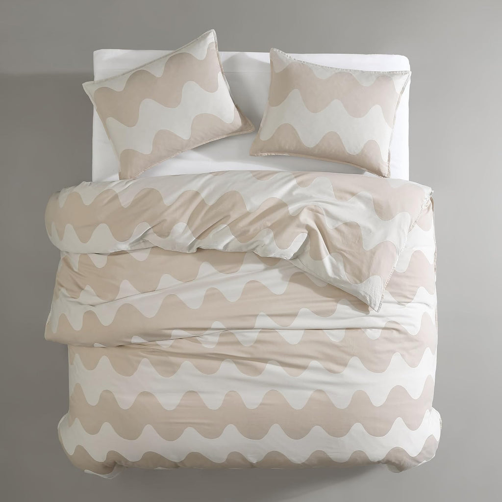 Marimekko - King Duvet Cover Set, Organic Cotton Bedding with Matching Shams, Luxury Home Decor, GOTS Certified (Lokki Beige, King)