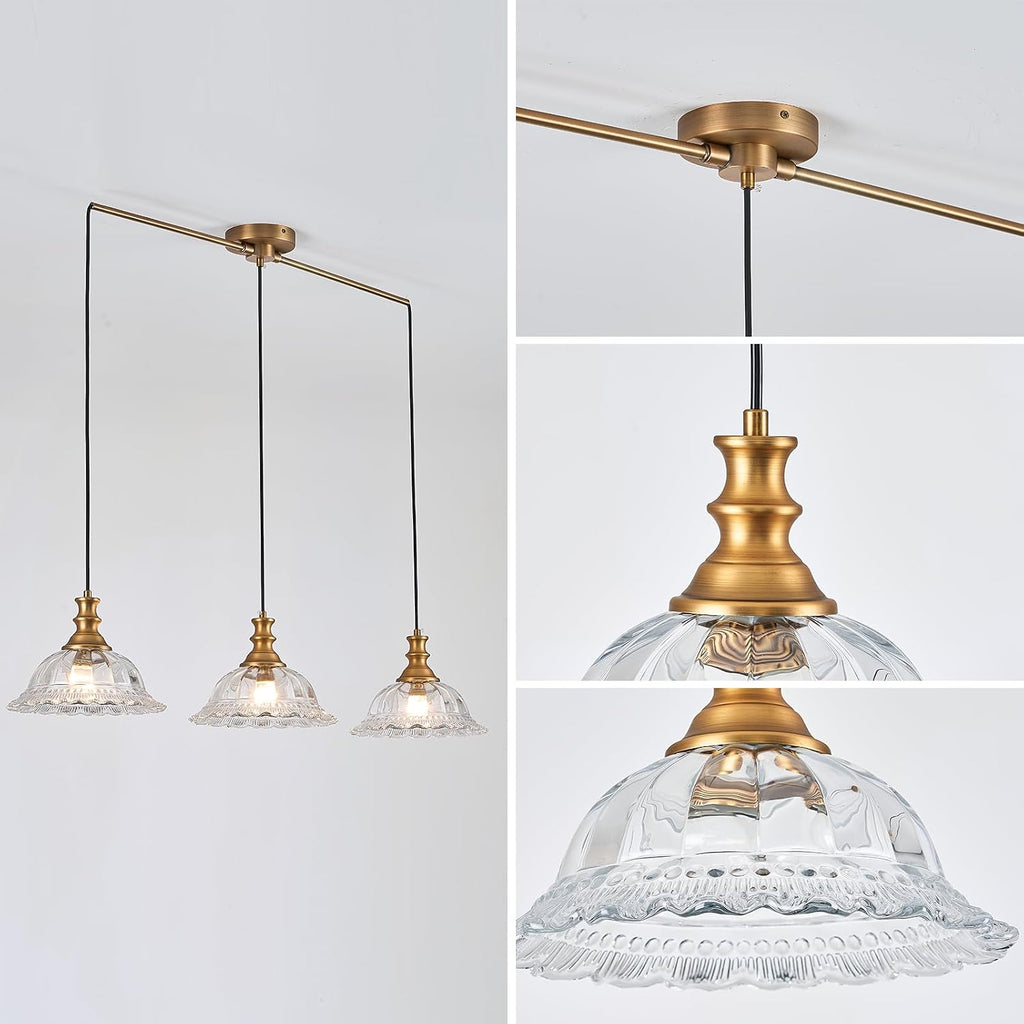 HDDFL Vintage 3 Light Pendant Light Fixtures Modern Glass Hanging Lights with Adjustable Cord for Kitchen Island Dining Room Living Room Hallway