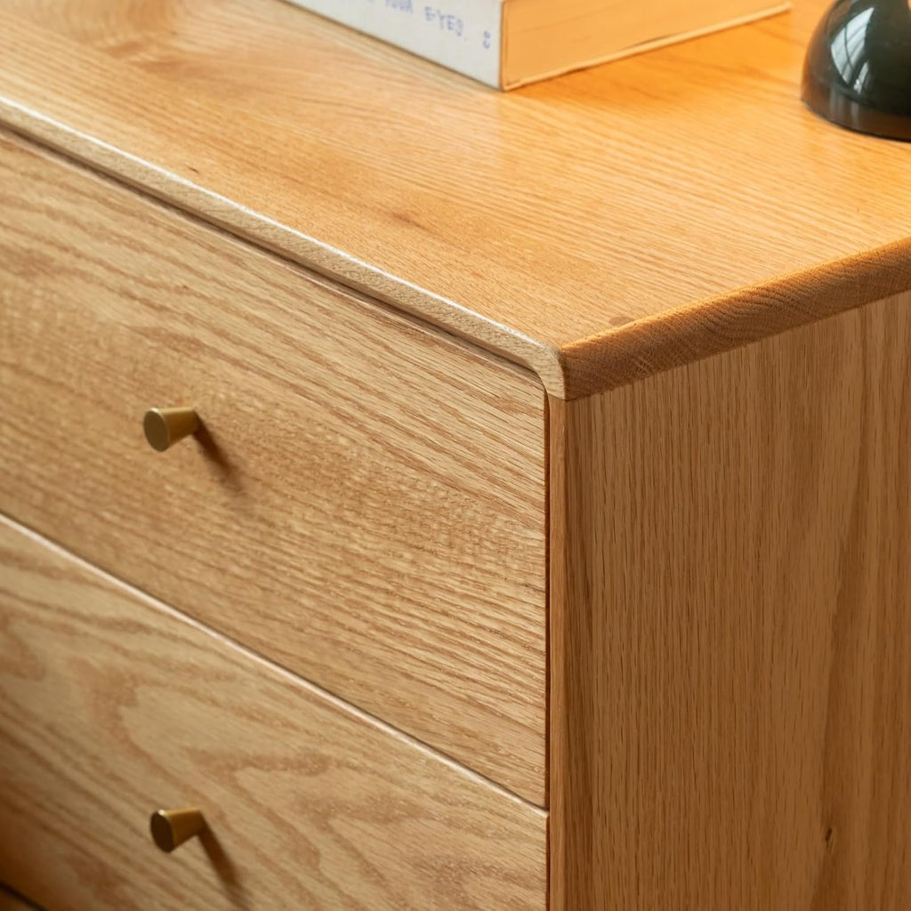 Solid Oak Wood Nightstand Set of 2, Natural Wood Nightstand with 2 Drawers, Mid Century Modern Night Stand, Wood Bedside Table Set of 2, Small Night Stand for Bedroom(19.69' H)
