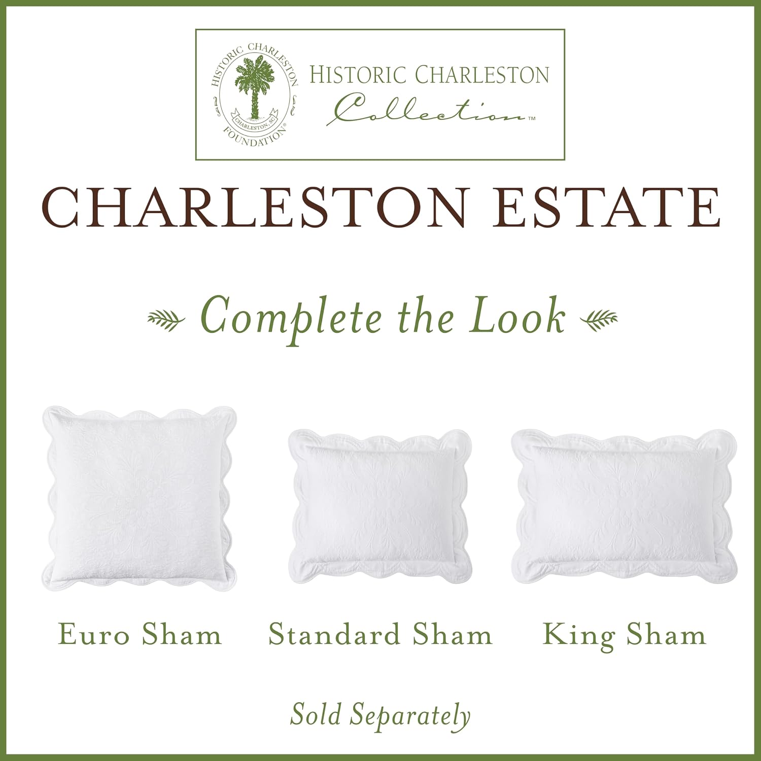 Charleston Estate Modern Farmhouse Floral Matelasse Bedspread with Scalloped Edges, 100% Cotton Breathable Bedding, Full/Queen, White Floral