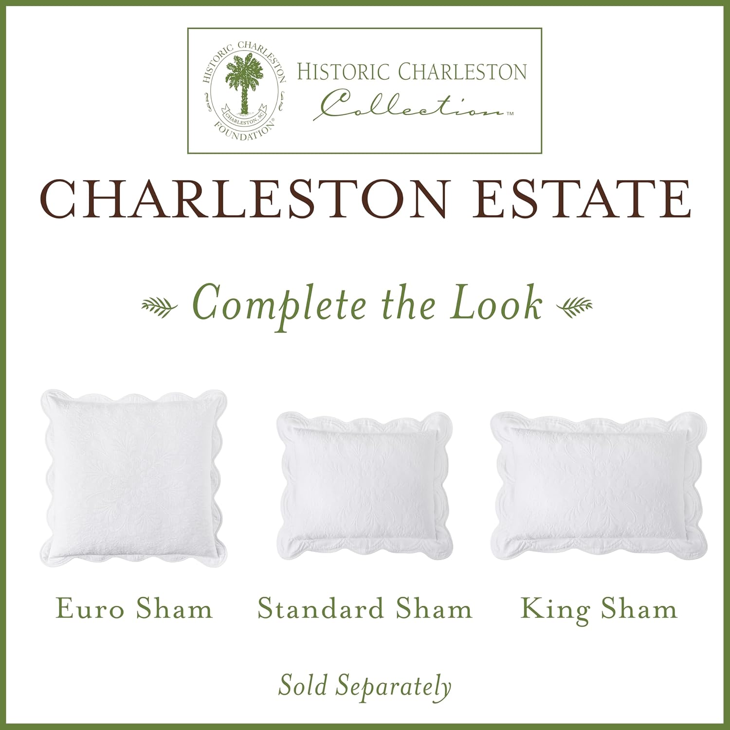 Charleston Estate Modern Farmhouse Floral Matelasse Bedspread with Scalloped Edges, 100% Cotton Breathable Bedding, King/Cal King, White Floral