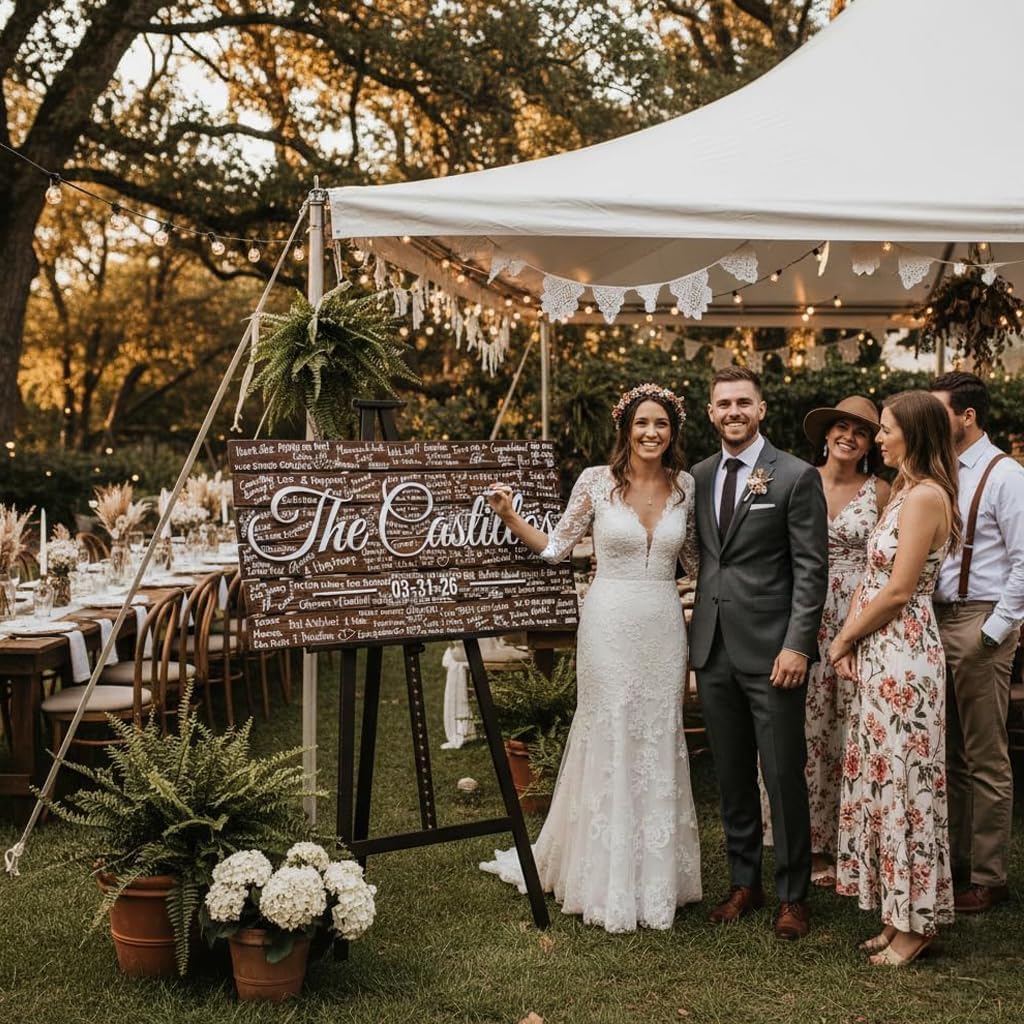 Personalized Wedding Guest Book Alternative - Custom Last Name Wood Sign with 3D Raised Lettering - Rustic Wedding Decor - Large Wood Guest Sign-in Board for Reception - XXLarge 40'x20'