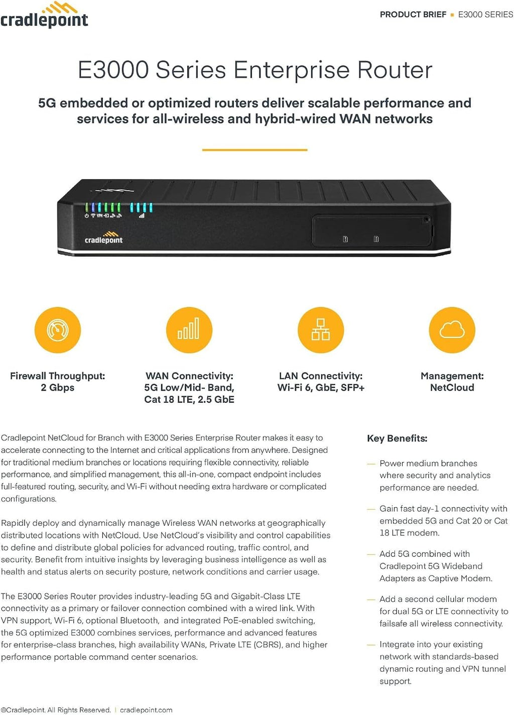 E3000 Router with WiFi (5G Modem) with 1-yr NetCloud Enterprise Branch Essentials Plan