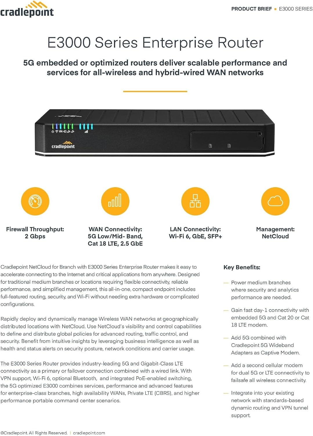 E3000 Router with WiFi (5G Modem) with 1-yr NetCloud Enterprise Branch Essentials Plan