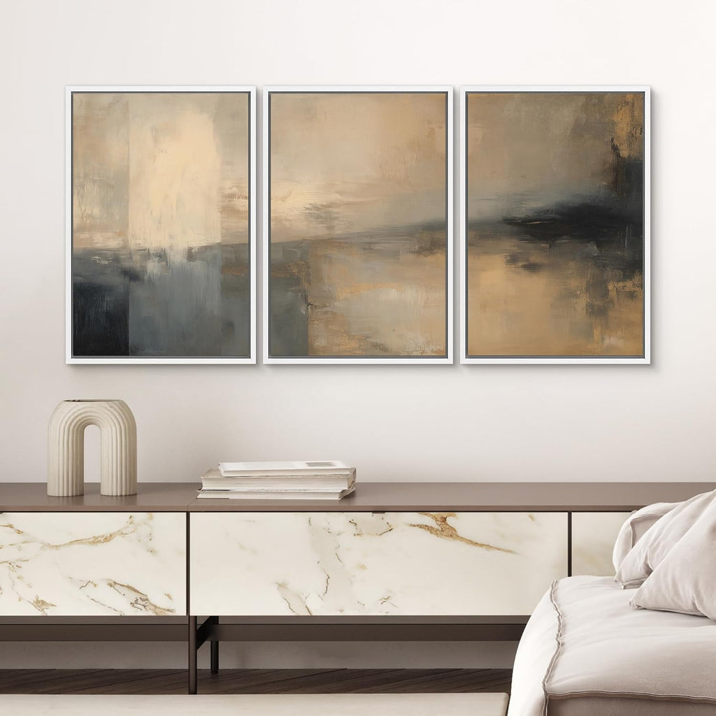 SIGNWIN Framed Wall Art Print Set Twilight Resonance Abstract Illustrations Modern Art Chic Multicolor for Living Room, Bedroom, Office - 24'x36'x3 White
