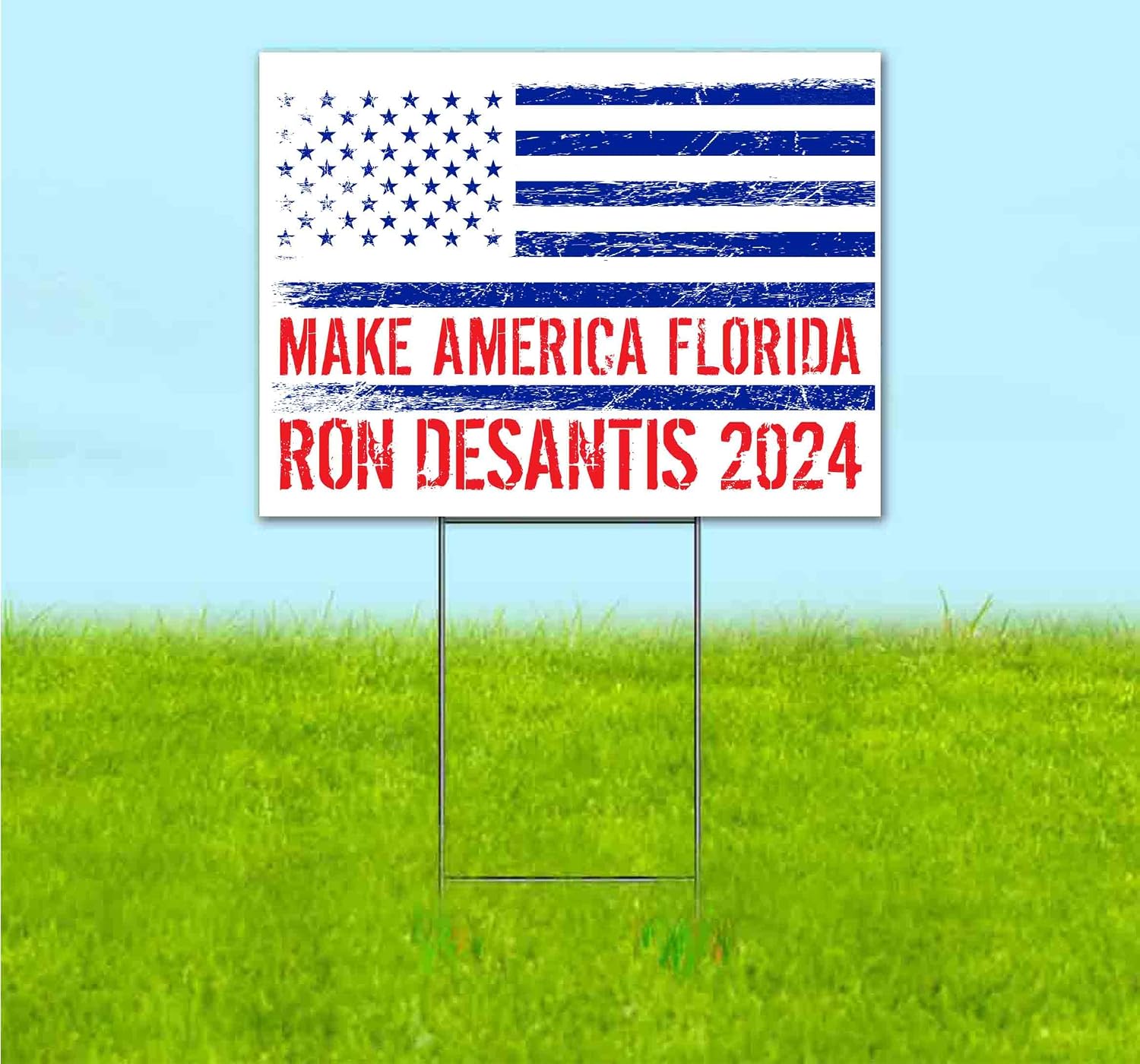 Desantis 2024 (18' x 24') Yard Sign, Quantity Discounts, Multi-Packs, Includes Metal Step Stake, Bandit, New, Advertising, USA | Election, Political, Republican, President, Vote