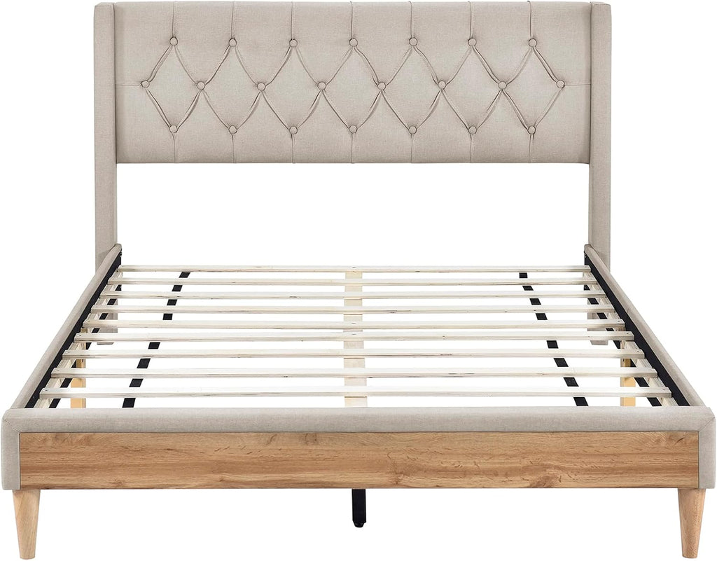 SOFTSEA Upholstered Bedroom Furniture Set Home Furniture for 4 Include Modern Full Size Platform Bed Frame, 2 Modern Nightstands and 1 End of Bed Storage Bench