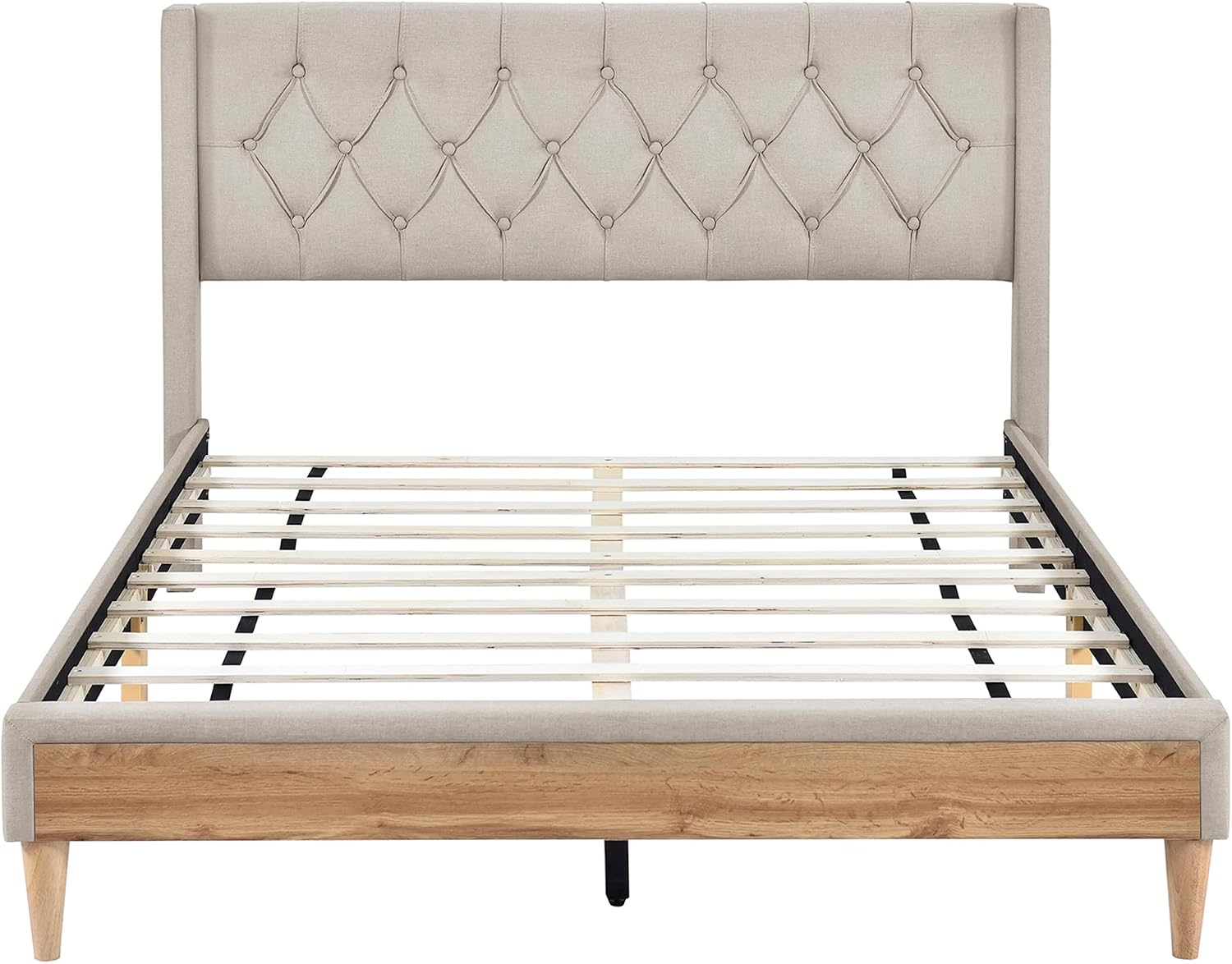 SOFTSEA Upholstered Bedroom Furniture Set Home Furniture for 4 Include Modern Full Size Platform Bed Frame, 2 Modern Nightstands and 1 End of Bed Storage Bench