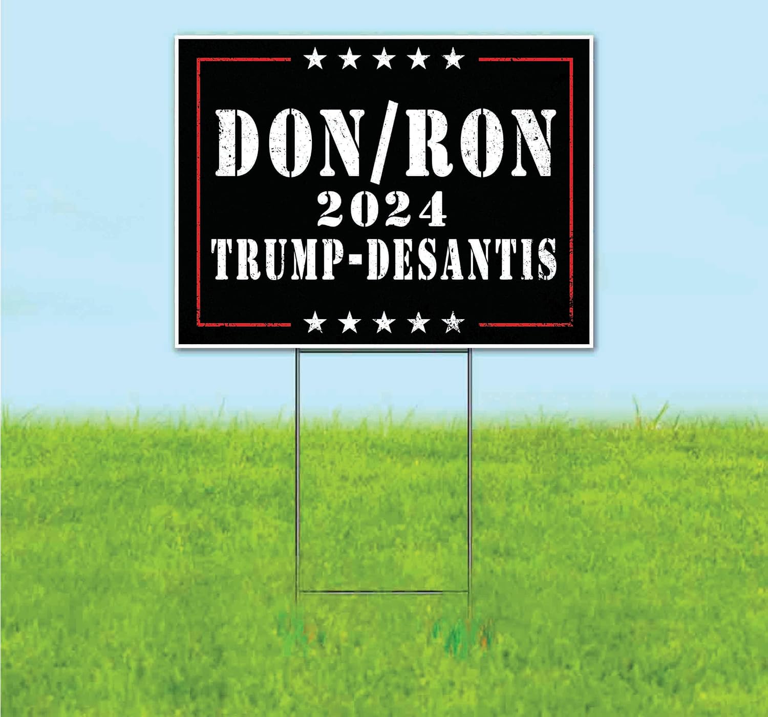 Don Ron 2024 Trump Desantis (18' x 24') Yard Sign, Quantity Discounts, Multi-Packs, Includes Metal Step Stake, Bandit, New, Advertising, USA | Election, Political, Republican, President, Vote