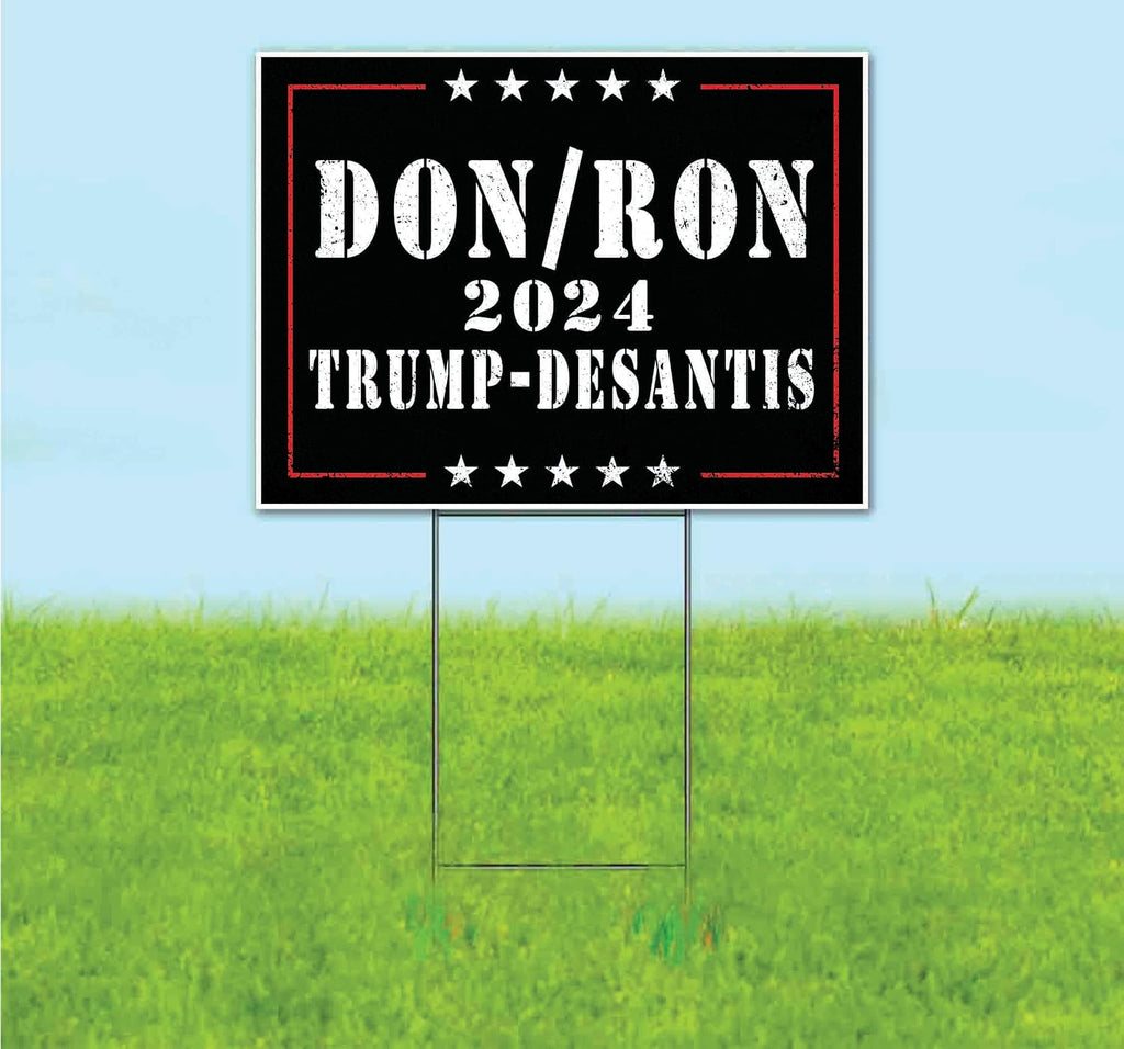 Don Ron 2024 Trump Desantis (18' x 24') Yard Sign, Quantity Discounts, Multi-Packs, Includes Metal Step Stake, Bandit, New, Advertising, USA | Election, Political, Republican, President, Vote
