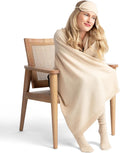 Jet&Bo 100% Pure Cashmere Travel Set: Blanket, Eye Mask, Socks, Carry/Pillow Case Natural in Gift Box